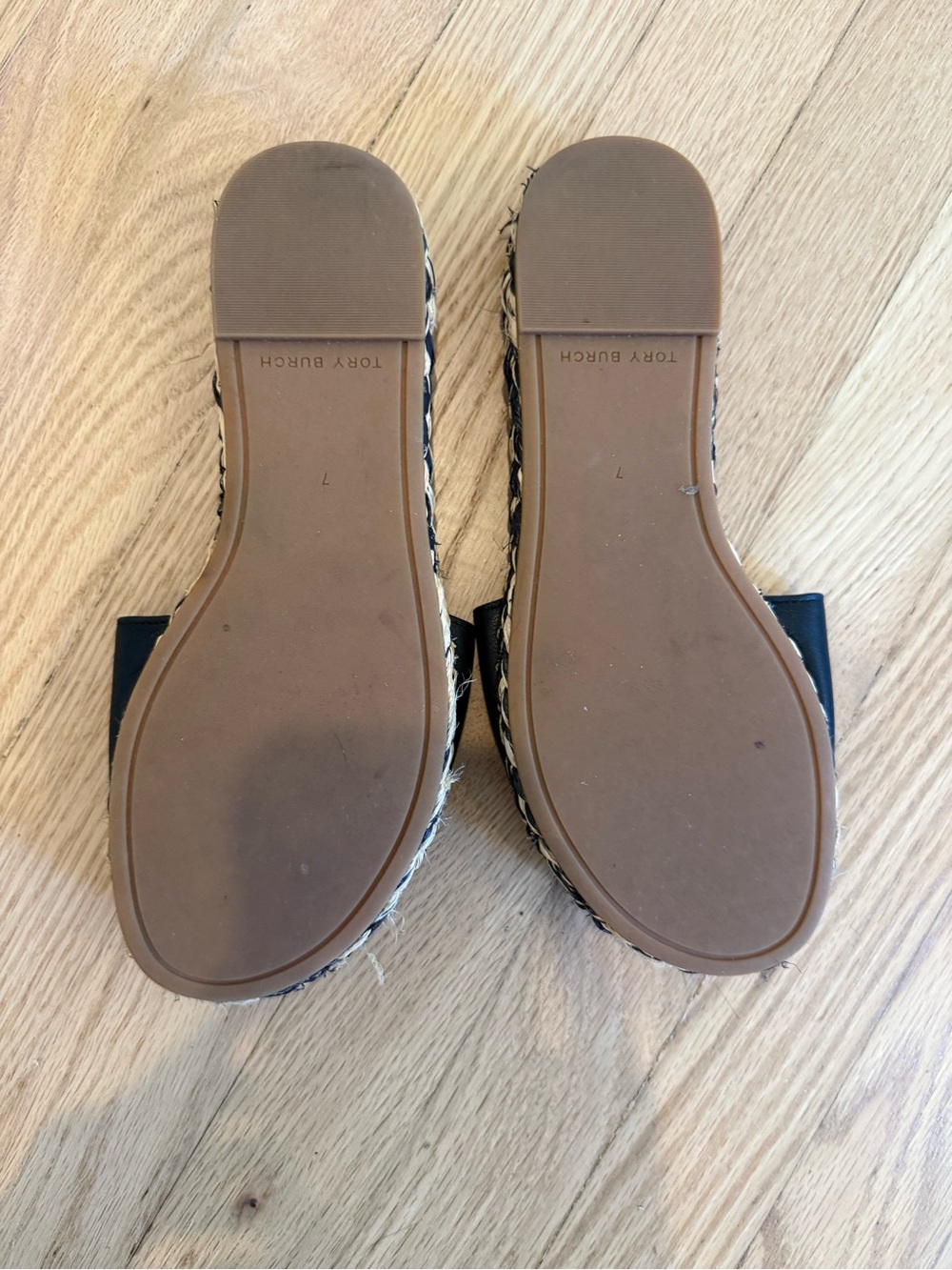 Tory Burch Black Leather Slide Sandals with Braided Trim - Picture 2 of 2